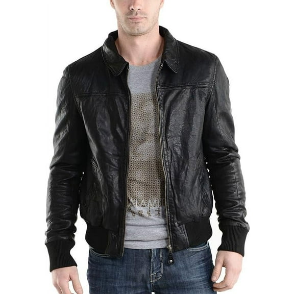 New Mens Leather Jacket Slim Fit Biker Motorcycle Genuine Leather Coat A100