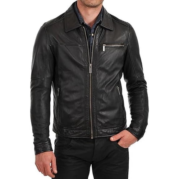 New Mens Leather Jacket Slim Fit Biker Motorcycle Genuine Leather Coat A671