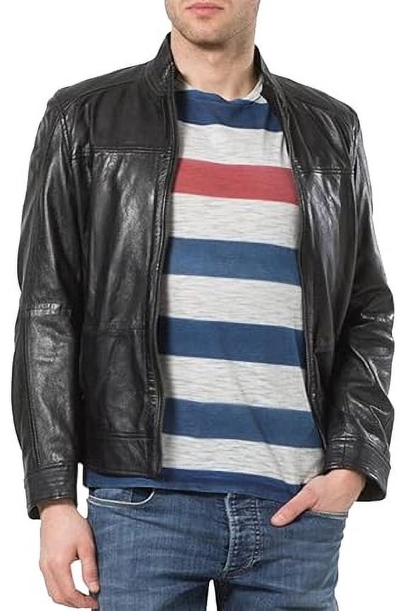 New Mens Leather Jacket Slim Fit Brown Biker Motorcycle Genuine Leather Coat A686