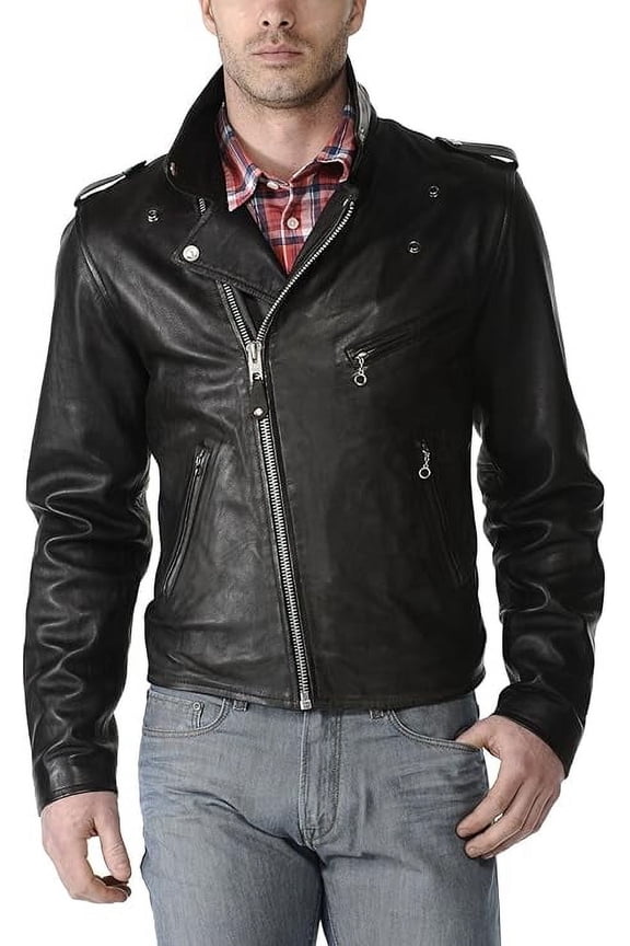 New Mens Leather Jacket Slim fit Biker Motorcycle Genuine Black lambskin jacket A961