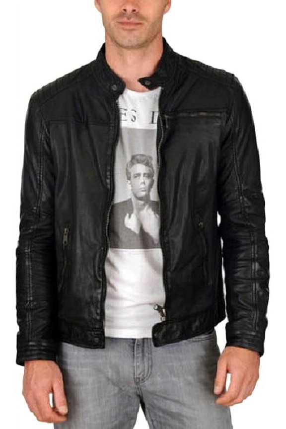 New Mens Leather Jacket Slim fit Biker Motorcycle Genuine lambskin jacket A101