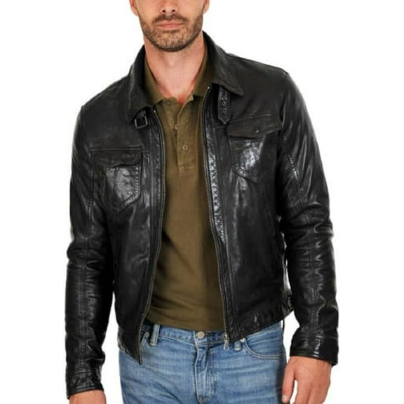 New Mens Leather Jacket Slim fit Biker Motorcycle Genuine lambskin jacket A102