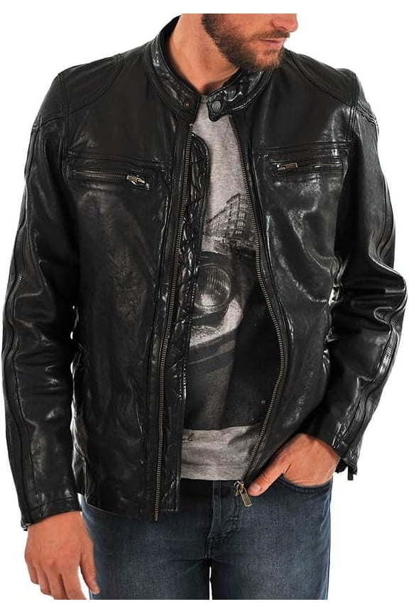 New Mens Leather Jacket Slim fit Biker Motorcycle Genuine lambskin jacket A103