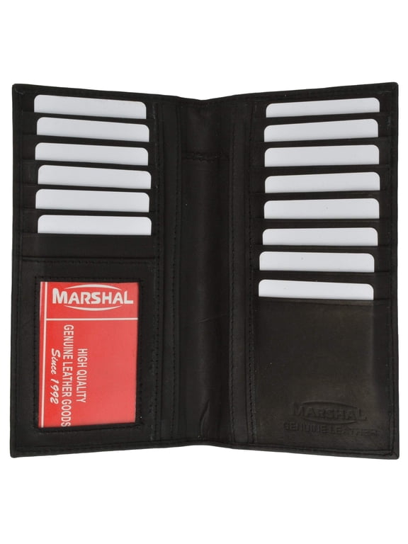 New Mens Leather Long Wallet Pockets ID Card Clutch Bifold Purse 1528 CF (C)
