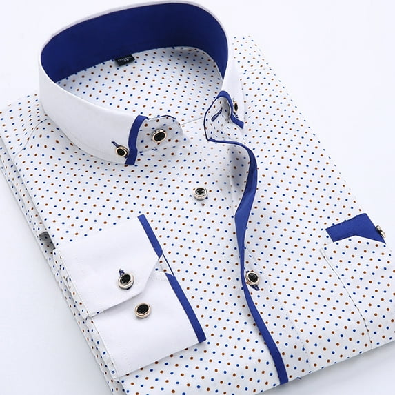 New Mens Long Sleeve Shirt Button Up Business Work Smart Formal Dress Top Multi-color L