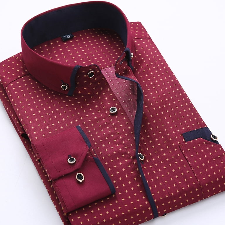 New Mens Long Sleeve Shirt Button Up Business Work Smart Formal Dress Top Red XL - Walmart.com New Mens Long Sleeve Shirt Button Up Business Work Smart Formal Dress Top Red XL - Walmart.com