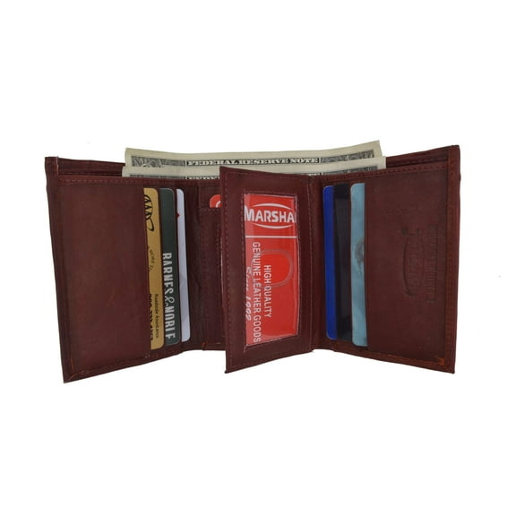 New Mens Trifold Leather Wallet Multi Pockets Classic Style Card ID 1107 CF