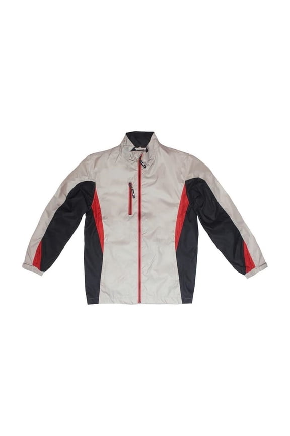 New Mens Weather Company Golf HITECH Performance Rain Jacket Navy / Grey / Red Medium