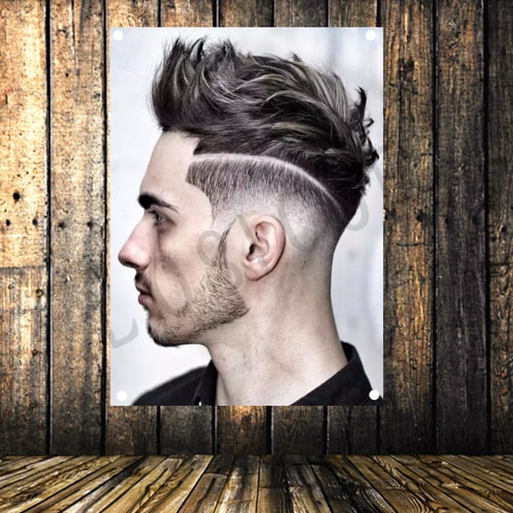 New Mens short side hairstyles 38" x 57" Vintage Barber Shop Signboard Mural Wall Decor Banner Flag Haircut & Shave Salon Poster Tapestry 2