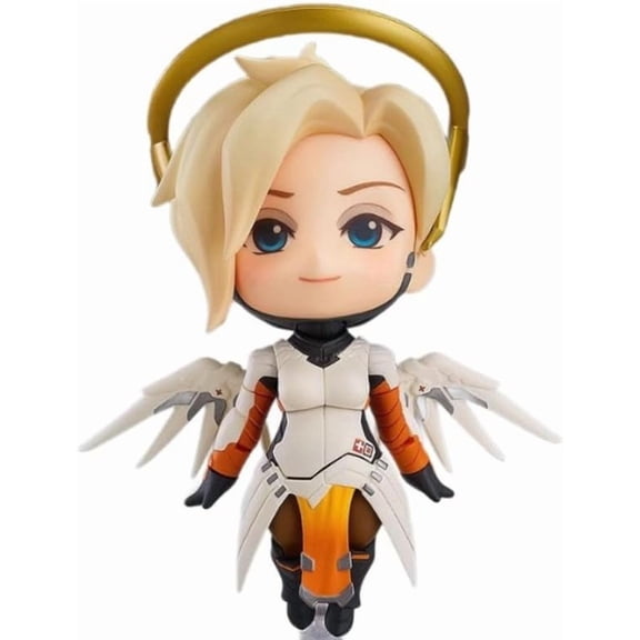 New Mercy Figure, Q Version Angela Ziegler Replacement face Angela Figurine 10cm/3.9inch PVC Character Figurine Model Collectible Handicrafts Anime Gift