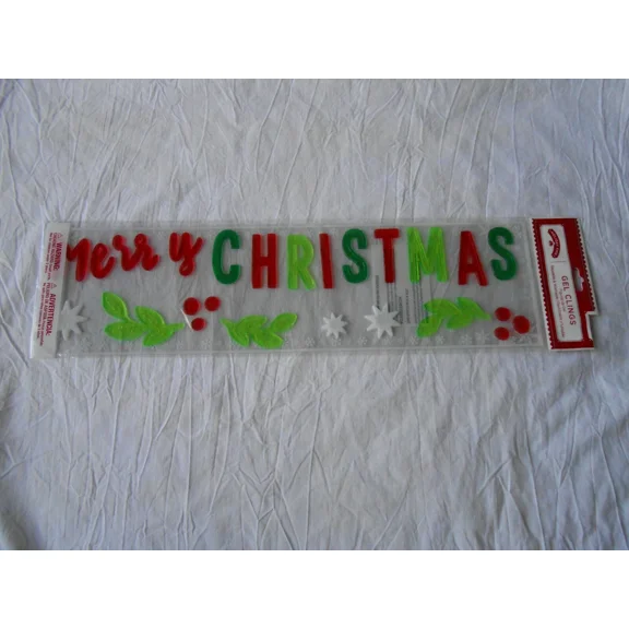 New Merry Christmas Holly Window Gel Clings Stickers 25 Pcs Decor Large Winter!
