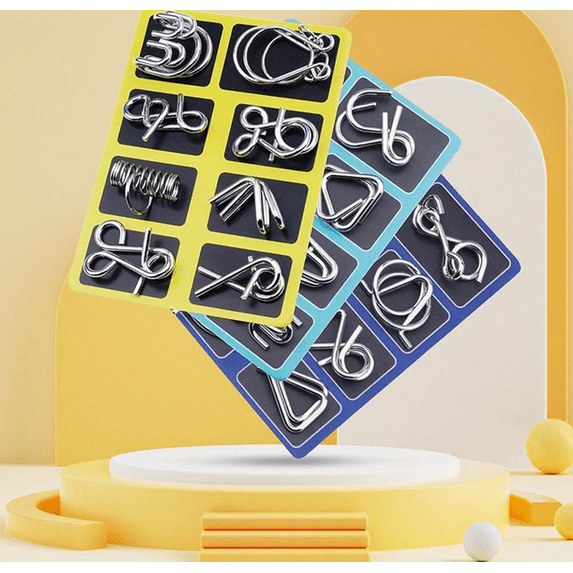New Metal Brain Teaser Puzzles -8Piece Unlocking Ring Set | Educational Metal Puzzle Games | Fun Intellectual Toy Interaction, Stress Relief & Gift Giving