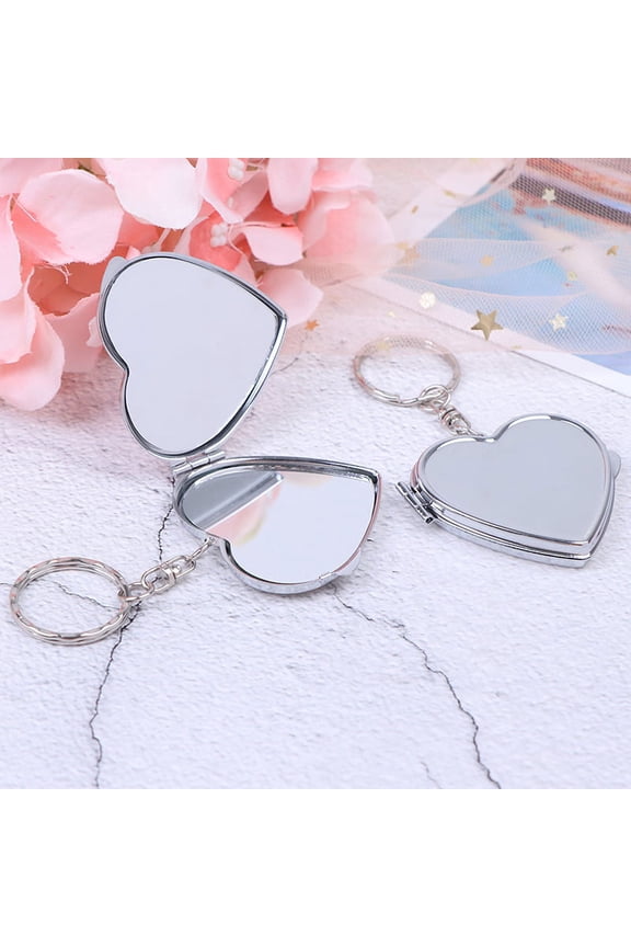 New Metal Folding Mirror Key Ring Keychain Portable Compact Cosmetic