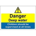 thumbnail image 1 of New Metal Sign Aluminum Sign Danger Deep Water Children Should Be Supervised at All Times Sign for Outdoor & Indoor 12" x 8", 1 of 5