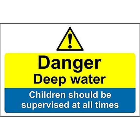New Metal Sign Aluminum Sign Danger Deep Water Children Should Be Supervised at All Times Sign for Outdoor & Indoor