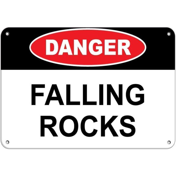 New Metal Sign Aluminum Sign Danger Falling Rocks Hazard Sign Construction Sign Room Plaque Sign for Outdoor & Indoor 8"x12"