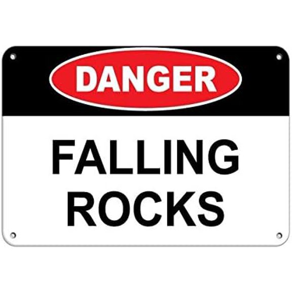 New Metal Sign Aluminum Sign Danger Falling Rocks Hazard Sign Construction Sign Room Plaque Sign for Outdoor & Indoor 8"x12"