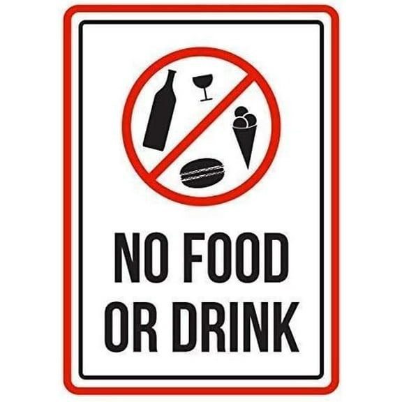 New Metal Sign Aluminum Sign No Food Or Drink Pool Spa Warning Wall Poster Yard Fence Decor Sign for Outdoor & Indoor 12" x 8"