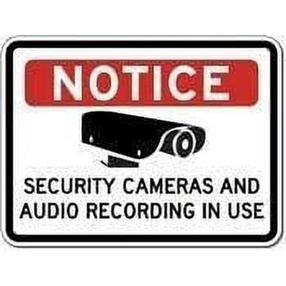 New Metal Sign Aluminum Sign Notice Security Cameras and Audio Recording in Use Sign for Outdoor & Indoor 12" x 8"