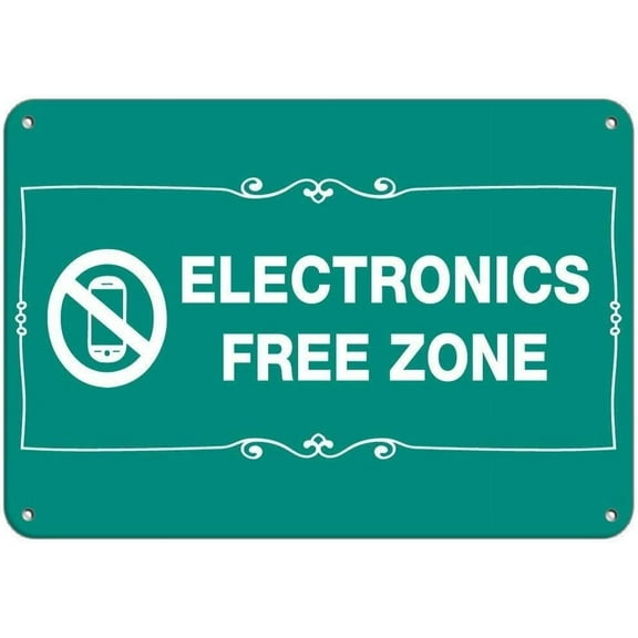 New Metal Sign Aluminum Sign Room Sign Electronics Free Zone Business Sign No Cell Phones for Outdoor & Indoor 8"x12"