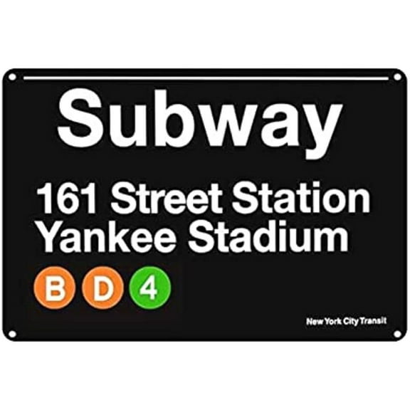 New Metal Tin Sign Vintage Yankee Stadium New York Street Subway for Home, Living Room, Hotel, Cafe and Pub Wall Decor Size: 16 x 12 Inches