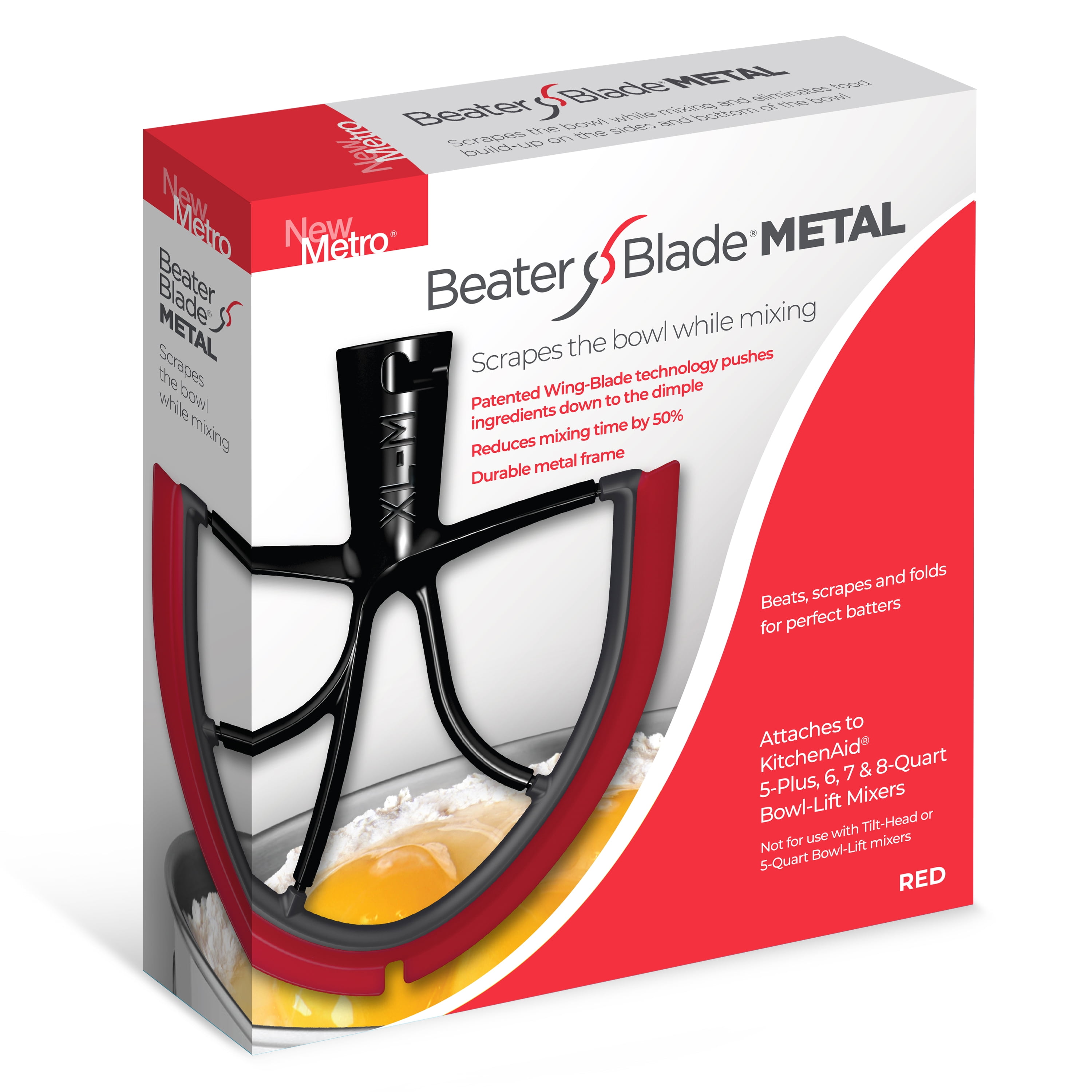New Metro Design XL-MAX Metal Beater Blade, works with KitchenAid 5+, 6 ...