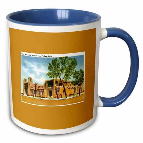 3drose, New Mexico Art Museum, Santa Fe New Mexico, 11oz Two-tone Blue Mug