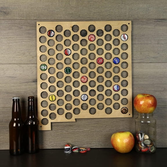 Torched New Mexico Beer Cap Map Wall Mount Display Decor 18" x 17" x 0.25"