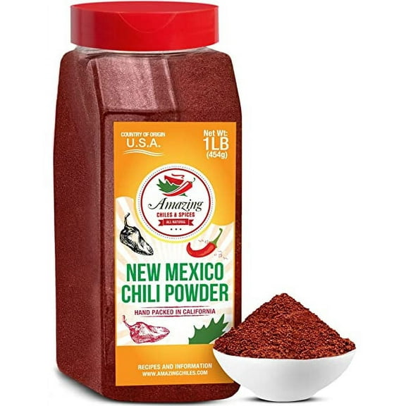 New Mexico Chili Powder 16 oz  All Natural, Rich Smoky Flavor and Mild Heat. Use For Meat Rubs, Mexican and Tex-Mex Dishes. By Amazing Chiles & Spices
