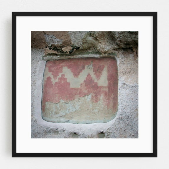 New Mexico Echoes of Anasazi - New Mexico Photography Geometric Abstract Rustic Vintage Architecture Pattern Art Deco Black Framed Wall Art Print 10 x 10 inches