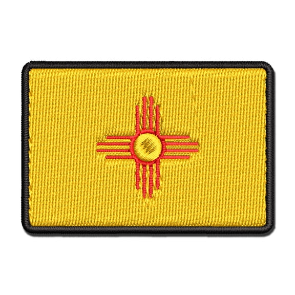 New Mexico Flag Applique Multi-Color Embroidered Iron-On Patch - 2.0 Inch Mini
