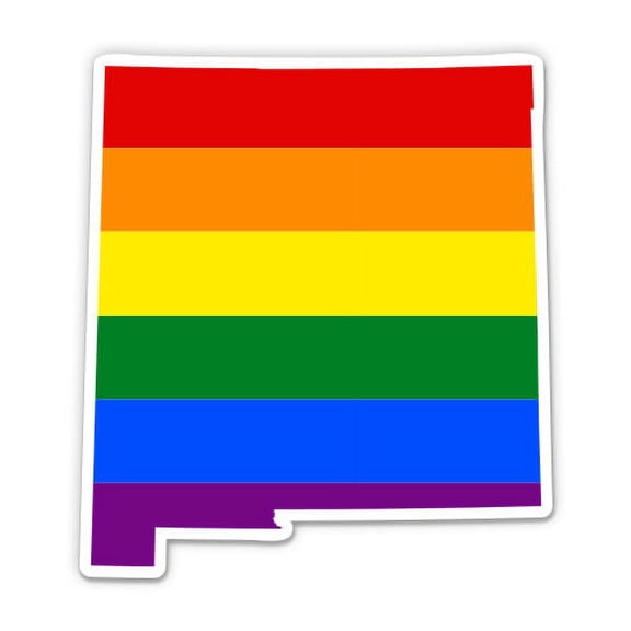 New Mexico Gay Flag State Shape Rainbow Pride LGBT - 3" Vinyl Sticker - For Car Laptop I-Pad Phone Helmet Hard Hat - Waterproof Decal