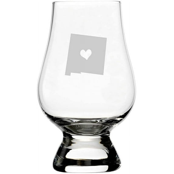 New Mexico Heart States Etched 6.5oz Glencairn Whisky Glass