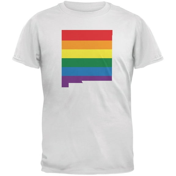 New Mexico LGBT Gay Pride Rainbow White Adult T-Shirt - Small