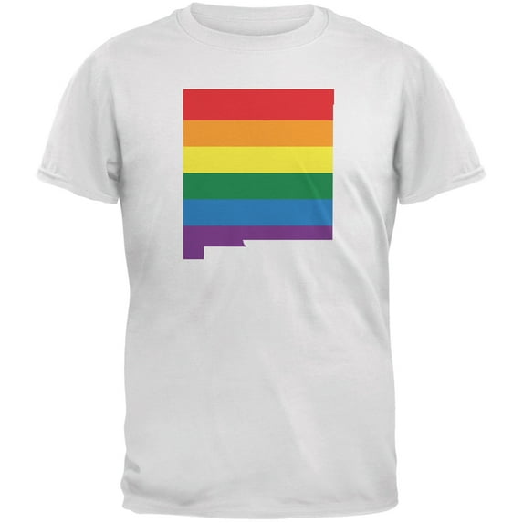 New Mexico LGBT Gay Pride Rainbow White Adult T-Shirt - Small