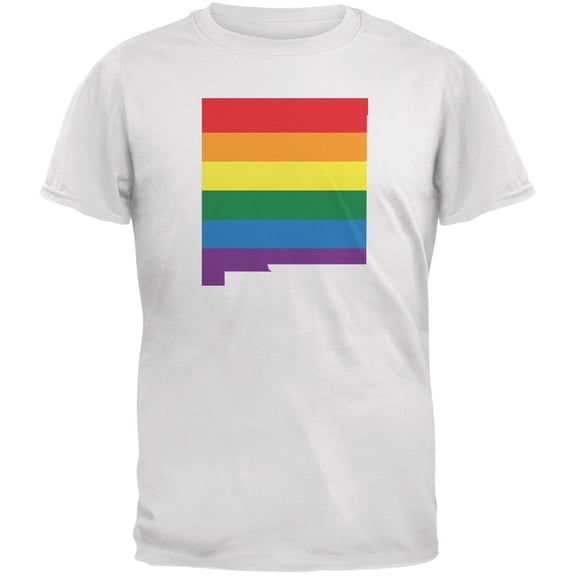 New Mexico LGBT Gay Pride Rainbow White Adult T-Shirt - X-Large