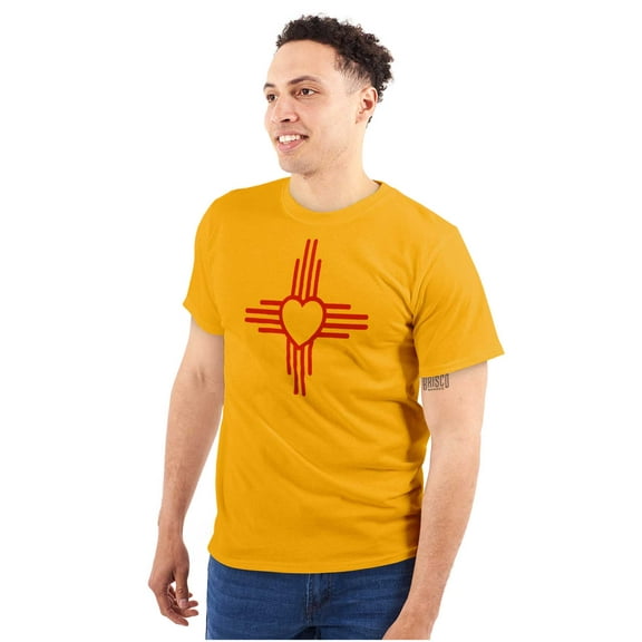 New Mexico Love Zia Sun Flag Symbol Men's Graphic T Shirt Tees Brisco Brands X
