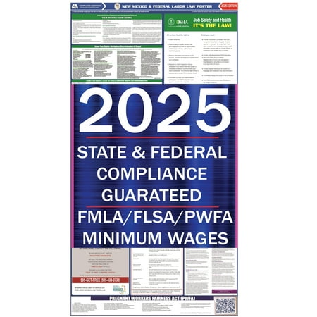 New Mexico (NM) 2026 State Labor Law Poster - State, Federal and OSHA Compliant Laminated Poster - Perfect for the Workplace Posting - Clear and Easy-to-Read Format - 20 Inch by 36 Inch - English