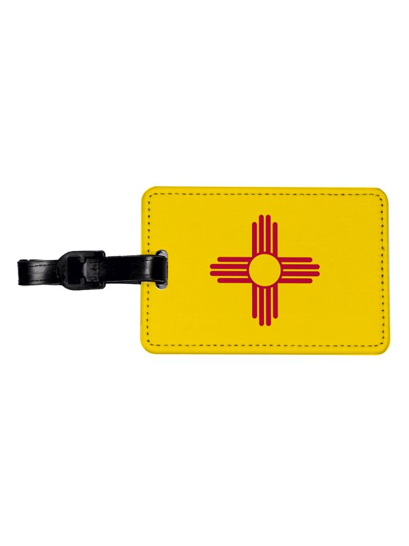 New Mexico NM State Flag Faux Leather Travel Luggage Tag
