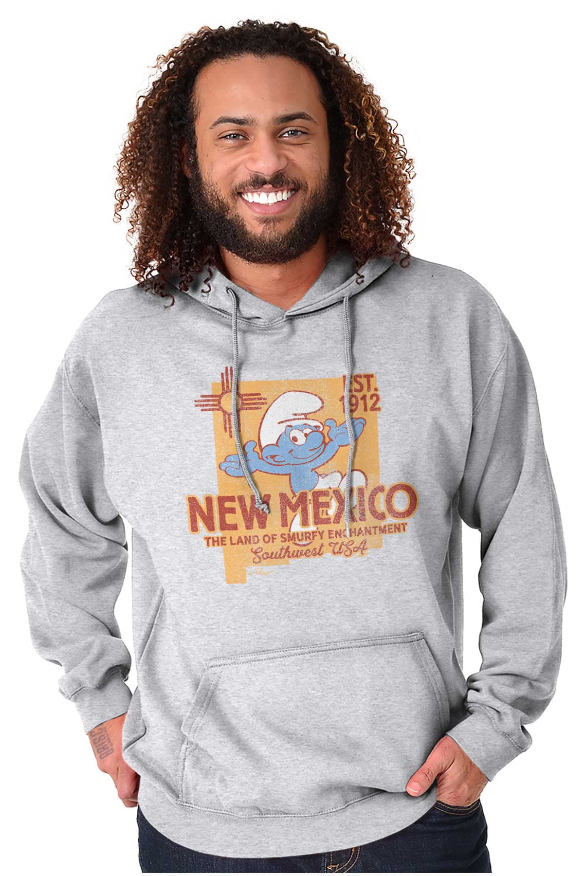 New Mexico NM Zia Sun Flag Smurfs Hoodie Sweatshirt Women Men