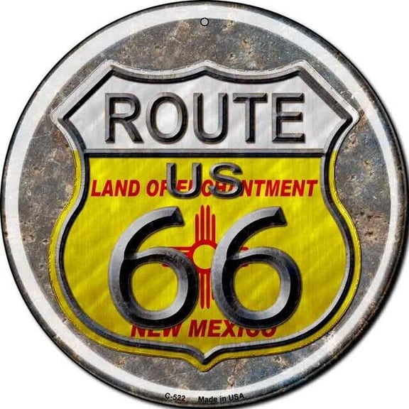 New Mexico Route 66 Round Circular Novelty Metal Sign Home Garage Wall Decor Size: 8 x 8 inch