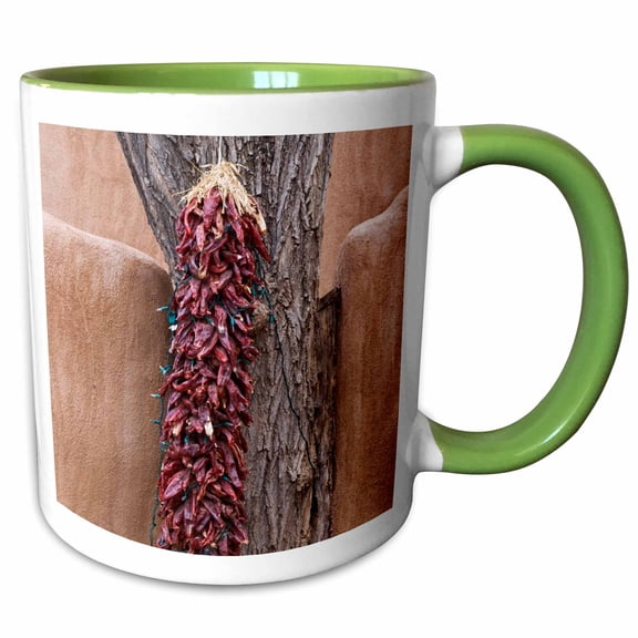 3drose, New Mexico, Santa Fe, Canyon Road, Ristra on House - Us32 Rti0053 - Rob Tilley, 11oz Two-tone Green Mug