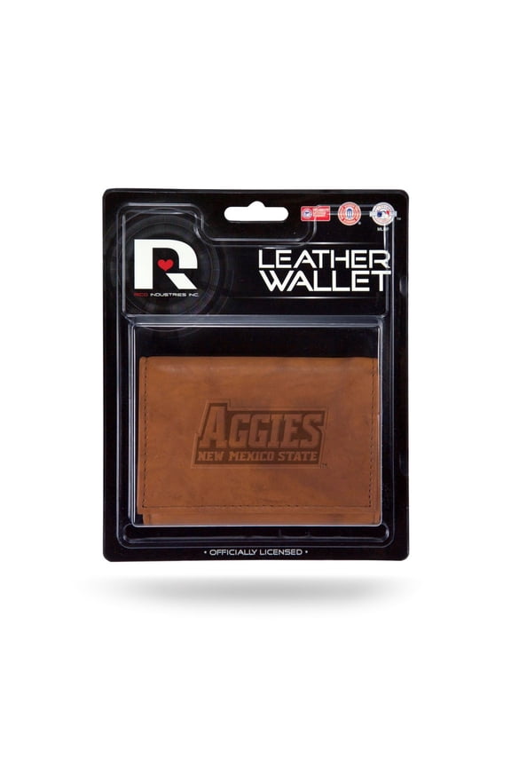 New-Mexico St. Aggie Embossed Brown Leather Trifold Wallet