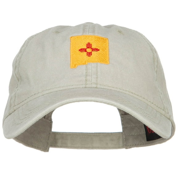 New Mexico State Flag Map Embroidered Washed Cap - Stone OSFM