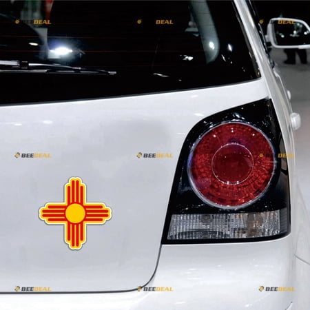 New Mexico State Flag NM Ancient Zia Sun Car Magnet Magnetic Sticker Decal - 2 Pack Reflective 4" - for Truck Door Fridge Reusable Waterproof