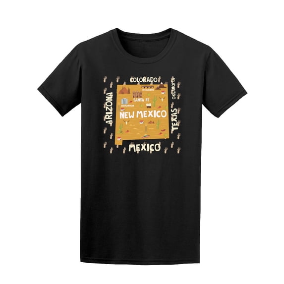 New Mexico State Map T-Shirt Men -Image by Shutterstock, Male Large