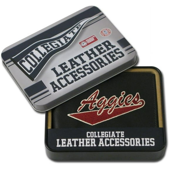 New Mexico-St- Aggie's Embroidered Team Logo Black Leather Passcase Bifold Wallet
