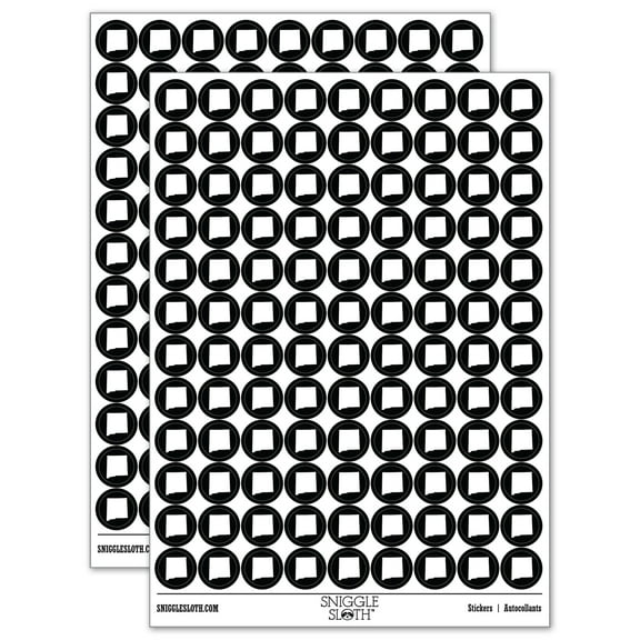 New Mexico State Silhouette 200+ Round Stickers - Black - Gloss Finish - 0.50" Size