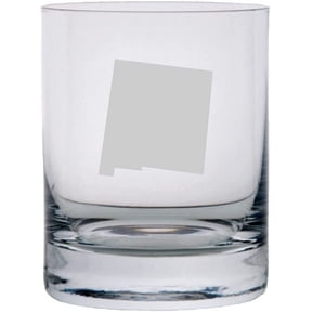 New Mexico States Etched 10.25oz Crystal Rocks Whisky Glass