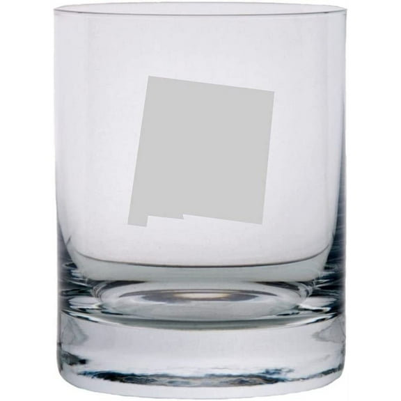 New Mexico States Etched 10.25oz Crystal Rocks Whisky Glass